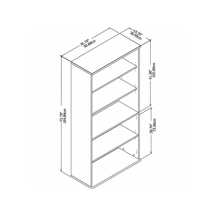 Cheap ๐งจ Bush Business Furniture Easy Office 5-Shelf 73"H Bookcase, White (EO105WH) ๐งจ - Image 3