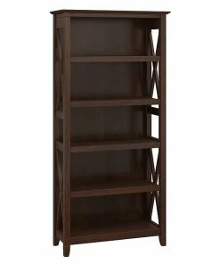 Buy โ Bush Furniture Key West 5 Shelf Bookcase, Bing Cherry (KWB132BC-03) ๐งจ