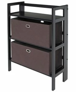 Buy ✔️ Winsome Torino 3-Pc Folding Bookcase W/ Fabric Baskets, Black/Chocolate (20382) 👍