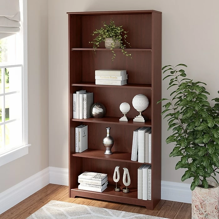 Outlet ๐ฏ Bush Furniture Cabot 5 Shelf 66"H Bookcase, Harvest Cherry (WC31466-03) ๐ฏ - Image 2