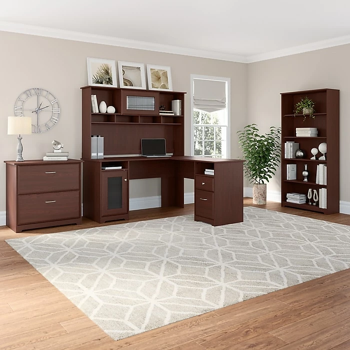 Outlet ๐ฏ Bush Furniture Cabot 5 Shelf 66"H Bookcase, Harvest Cherry (WC31466-03) ๐ฏ - Image 8