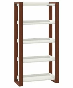 Cheap 🤩 Kathy Ireland® Home By Bush Furniture Voss 5 Shelf Etagere Bookcase, Cotton White/Serene Cherry (OSB130WC2-03) 🛒