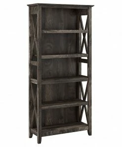 Best Pirce 🔥 Bush Furniture Key West 5-Shelf 66"H Bookcase, Dark Gray Hickory (KWB132GH-03) 🧨
