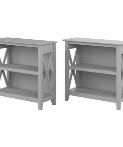 Discount 🥰 Bush Furniture Key West 2-Shelf 30"H Small Bookcase, Cape Cod Gray, 2/Set (KWS053CG) 🎁