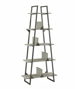 Best Sale 💯 Bush Furniture Refinery 5-Shelf 72"H A-Frame Etagere Bookcase, Cottage White (RFB132CWH-03) 🛒