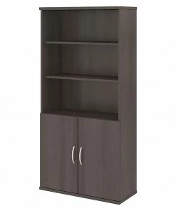 Wholesale 🌟 Bush Business Furniture Studio C 5 Shelf Bookcase With Doors, Storm Gray (STC015SG) 🎁