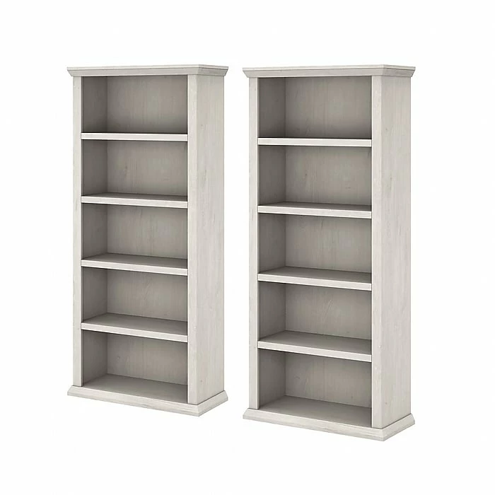 Cheap ๐ Bush Furniture Yorktown 5-Shelf 67"H Bookcase Set, Linen White Oak (YRK012LW) โ