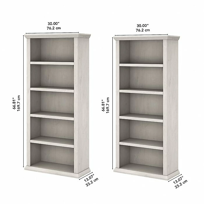 Cheap ๐ Bush Furniture Yorktown 5-Shelf 67"H Bookcase Set, Linen White Oak (YRK012LW) โ - Image 5