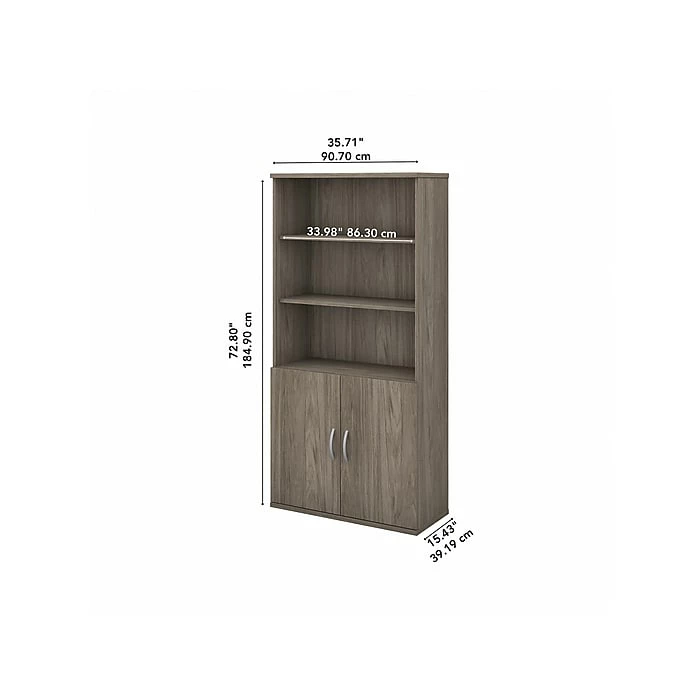 Brand new 🤩 Bush Business Furniture Studio C Tall 5 Shelf Bookcase With Doors, Modern Hickory (STC015MH) 😀 - Image 5