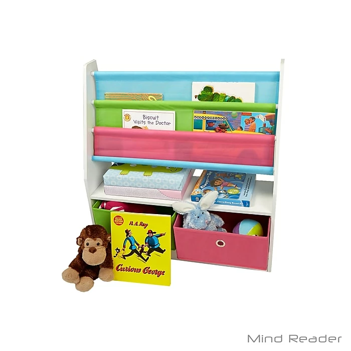 Wholesale 😍 Mind Reader Book Shelf With 2 Collapsible Drawers, Gray (4KBORG2D-GRY) 👍