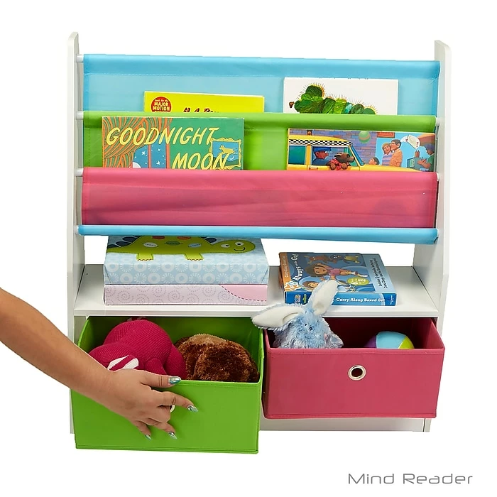 Wholesale 😍 Mind Reader Book Shelf With 2 Collapsible Drawers, Gray (4KBORG2D-GRY) 👍 - Image 4