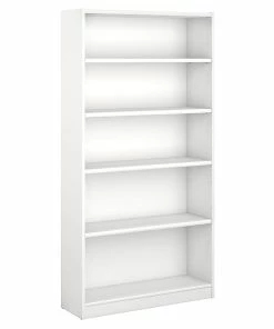 Coupon ⌛ Bush Furniture Universal 5 Shelf Bookcase, Pure White (WL12417) ⭐