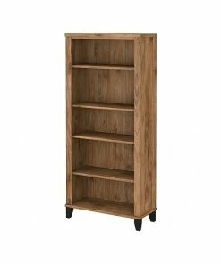 Hot Sale ⭐ Bush Furniture Somerset 5-Shelf 65"H Bookcase, Fresh Walnut (WC81365) 🔥
