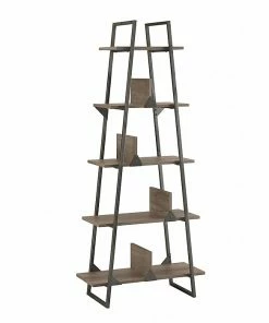 Best Sale 👏 Bush Furniture Refinery 5-Shelf 72"H A-Frame Etagere Bookcase, Restored Gray (RFB132RTG-03) ⭐