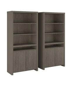 Best reviews of ⭐ Bush Furniture Bristol 6-Shelf 66"H Bookcase With Doors, Restored Gray, 2/Set (BRT005RT) ⭐