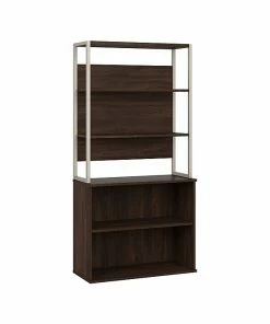 Deals 🤩 Bush Business Furniture Hybrid 4-Shelf 71"H Tall Etagere Bookcase, Black Walnut (HYB023BW) 😉