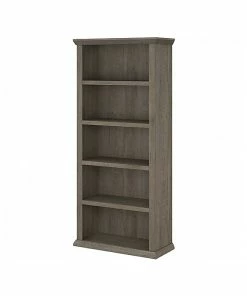 Best Sale ✔️ Bush Furniture Yorktown 5-Shelf 67"H Bookcase, Restored Gray (WC40666-03) 🥰