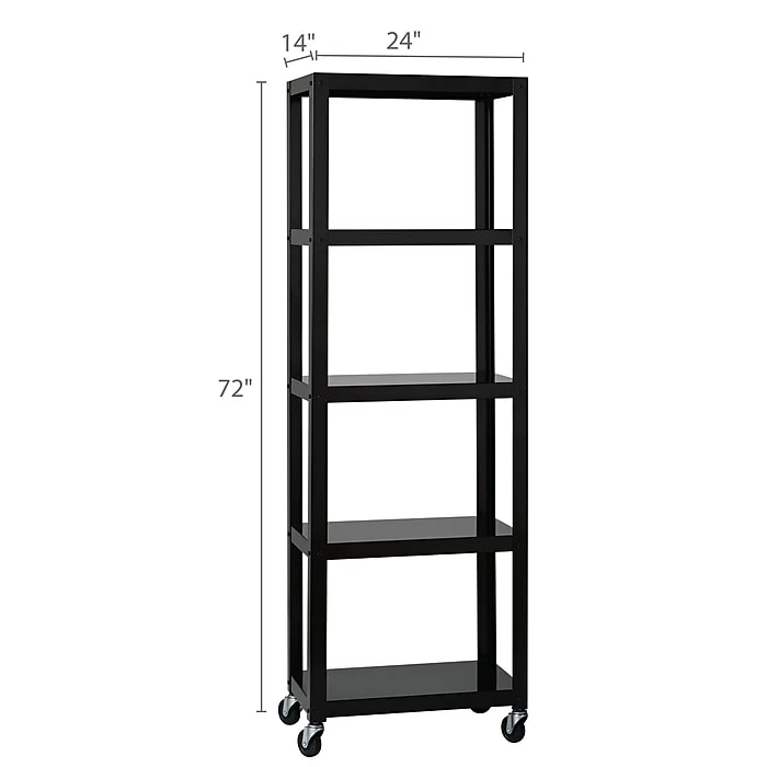 Hot Sale 👏 Space Solutions Ready-to-assemble 72-inch High Mobile 5-Shelf Bookcase, Black 💯 - Image 5