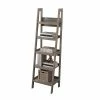 New ✔️ Homenations Barrington 5 Shelf 72"H Ladder Bookcase, Washed Gray (SH-OF-2621) ✨