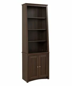 Brand new ⭐ Prepac™ Tall Slant Back Bookcase With 2 Shaker Doors, Espresso 💯