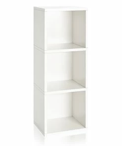 Outlet 😍 Way Basics 36.8"H Wynwood 3-Cube Narrow Bookcase Organizer And Modern Eco Storage Shelf Unit, White (WB-3CUBE-WE) 🛒