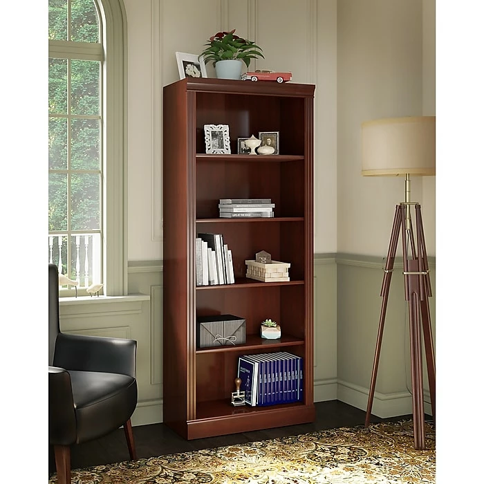 Discount โญ Kathy Ireland® Home By Bush Furniture Bennington 5 Shelf Bookcase, Harvest Cherry (WC65515-03) โจ - Image 2