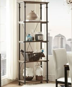 Hot Sale 👍 HomeBelle Brown Finish Metal Supports Bookcase (783228BR12) ✨