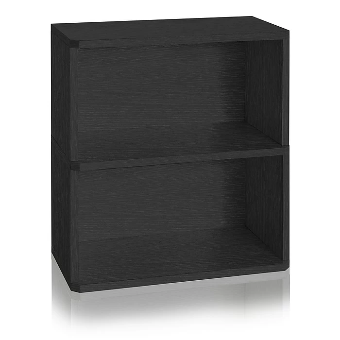 Best deal 🔔 Way Basics 24.7"H Webster 2-Shelf Bookcase Organizer And Modern Eco Storage Shelf Unit, Black Wood Grain (WB-2SHELF-BK) 🛒