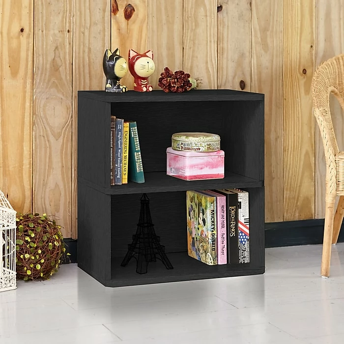 Best deal 🔔 Way Basics 24.7"H Webster 2-Shelf Bookcase Organizer And Modern Eco Storage Shelf Unit, Black Wood Grain (WB-2SHELF-BK) 🛒 - Image 2