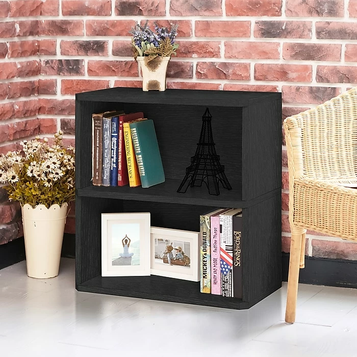 Best deal 🔔 Way Basics 24.7"H Webster 2-Shelf Bookcase Organizer And Modern Eco Storage Shelf Unit, Black Wood Grain (WB-2SHELF-BK) 🛒 - Image 4