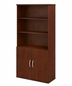 Budget 👏 Bush Business Furniture Studio C 5 Shelf Bookcase With Doors, Hansen Cherry (STC015HC) 🥰