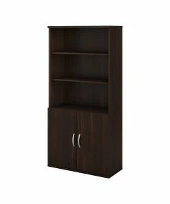 Budget 🌟 Bush Business Furniture Studio C Tall 5 Shelf Bookcase With Doors, Black Walnut (STC015BW) 🔔