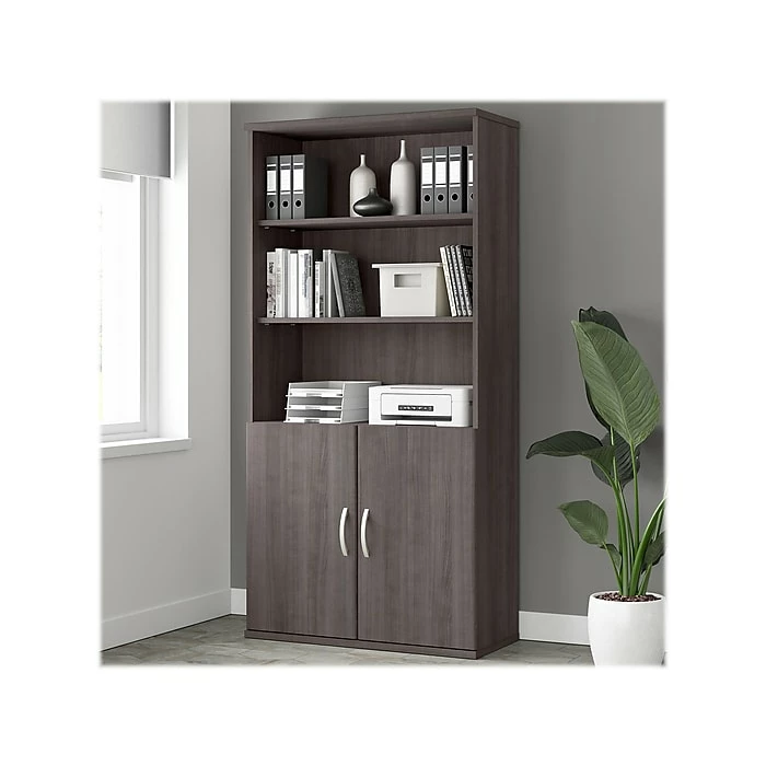 Cheap ๐คฉ Bush Business Furniture Studio A 5-Shelf 73" Bookcase With Doors, Storm Gray (STA010SG) ๐ - Image 2