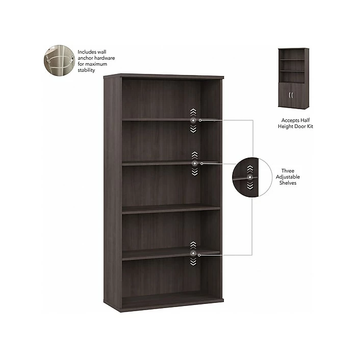 Cheap ๐คฉ Bush Business Furniture Studio A 5-Shelf 73" Bookcase With Doors, Storm Gray (STA010SG) ๐ - Image 3