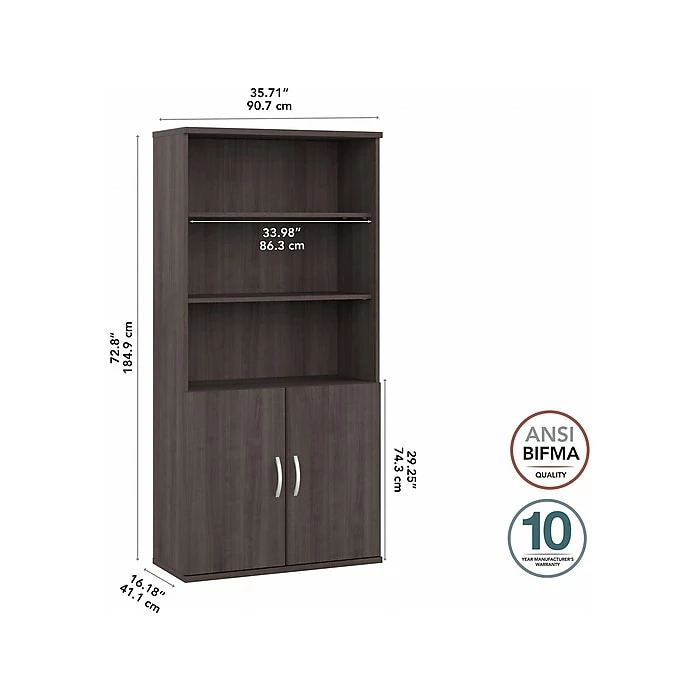 Cheap ๐คฉ Bush Business Furniture Studio A 5-Shelf 73" Bookcase With Doors, Storm Gray (STA010SG) ๐ - Image 5