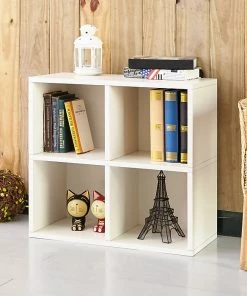 Budget 😀 Way Basics 24.8"H 4 Cubby Bookcase, Stackable Organizer And Modern Eco Storage Shelf, White (WB-4CUBE-2-WE) 🤩