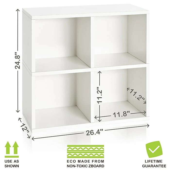 Budget 😀 Way Basics 24.8"H 4 Cubby Bookcase, Stackable Organizer And Modern Eco Storage Shelf, White (WB-4CUBE-2-WE) 🤩 - Image 2