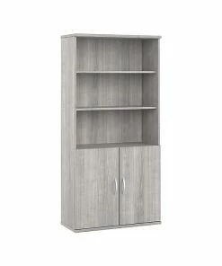 Coupon 🤩 Bush Business Furniture Studio A 5-Shelf 73" Bookcase With Doors, Platinum Gray (STA010PG) 🧨