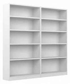 Top 10 ✔️ Bush Furniture Universal 5-Shelf 72"H Tall Bookcase, Pure White, 2/Set (UB003PW) ✔️