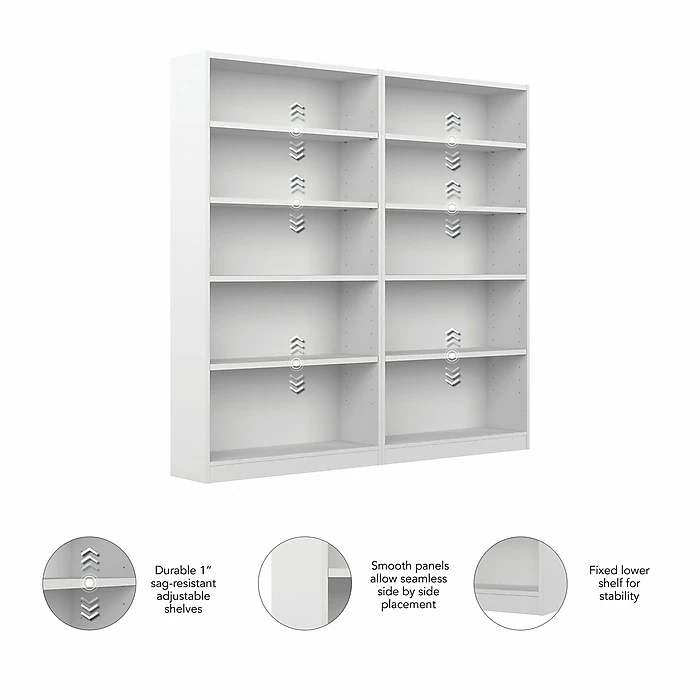 Top 10 โ๏ธ Bush Furniture Universal 5-Shelf 72"H Tall Bookcase, Pure White, 2/Set (UB003PW) โ๏ธ - Image 3
