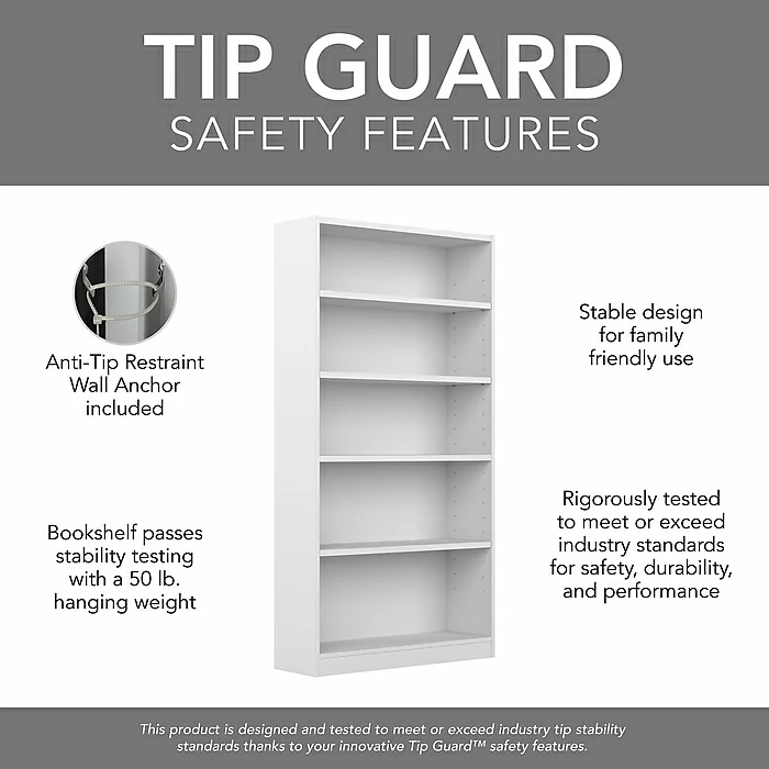 Top 10 โ๏ธ Bush Furniture Universal 5-Shelf 72"H Tall Bookcase, Pure White, 2/Set (UB003PW) โ๏ธ - Image 4