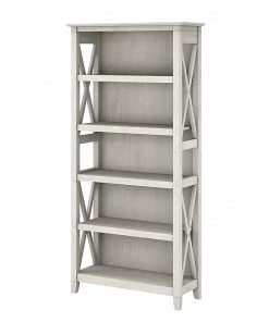 Budget ๐ Bush Furniture Key West 5-Shelf 66"H Bookcase, Linen White Oak (KWB132LW-03) ๐ฅฐ