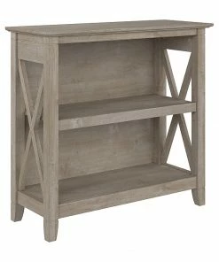 Best deal 🌟 Bush Furniture Key West 2-Shelf 30"H Small Bookcase, Washed Gray (KWB124WG-03) 🔥