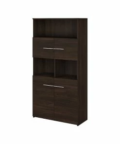 Budget ✔️ Bush Business Furniture Office 500 5-Shelf 70"H Bookcase With Doors, Black Walnut (OFB136BW) 😉