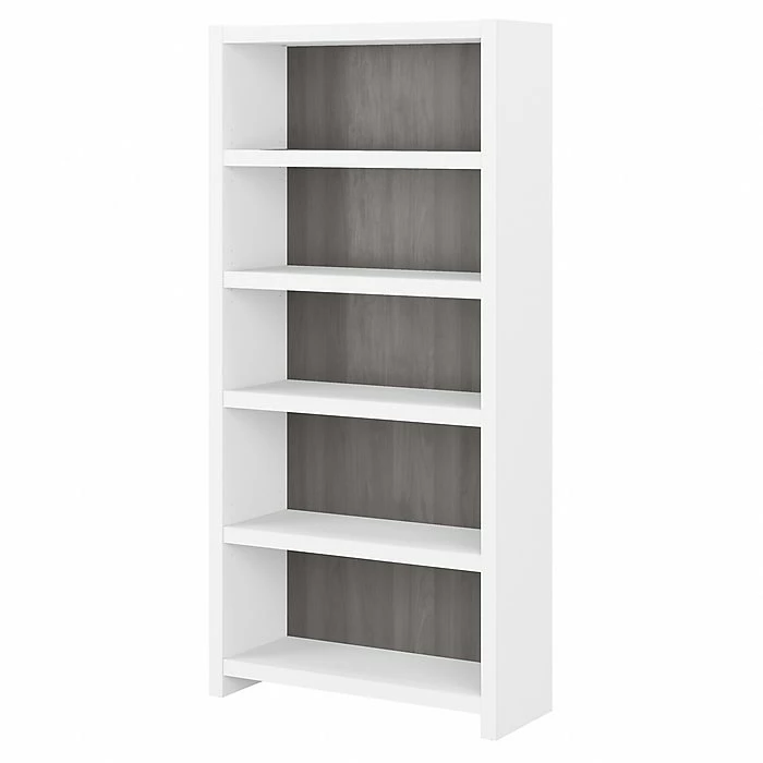 Flash Sale ๐ Office By Kathy Ireland® Echo 5-Shelf 66"H Bookcase, Pure White/Modern Gray (KI60504-03) ๐