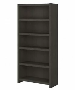 Flash Sale 👏 Office By Kathy Ireland® Echo 5-Shelf 66"H Bookcase, Charcoal Maple (KI60304-03) ✨